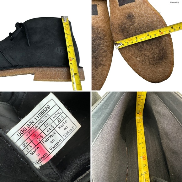 Ugg Groveland Black Leather Lace-Up Chukka Boots Men's Size 11.5 - Picture 15 of 16